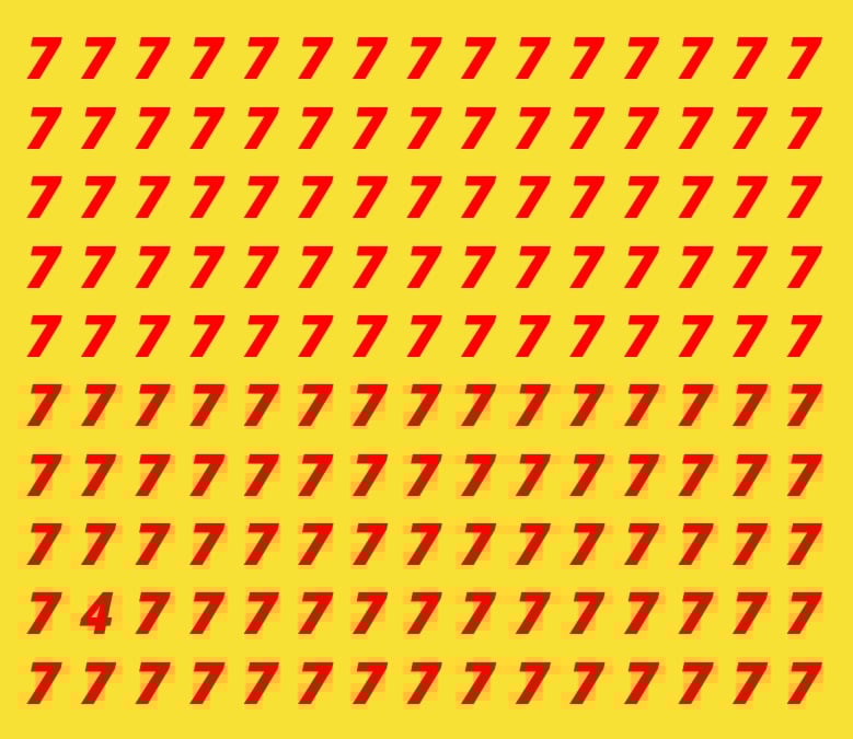 Zoek het getal 4 in de afbeelding.