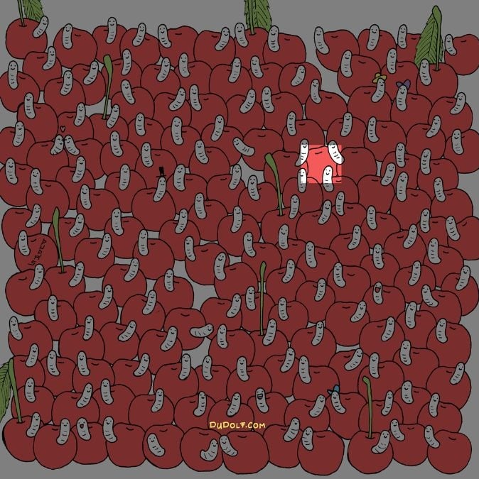Puzzel voor arendsogen: vind de kers zonder worm in 30 seconden