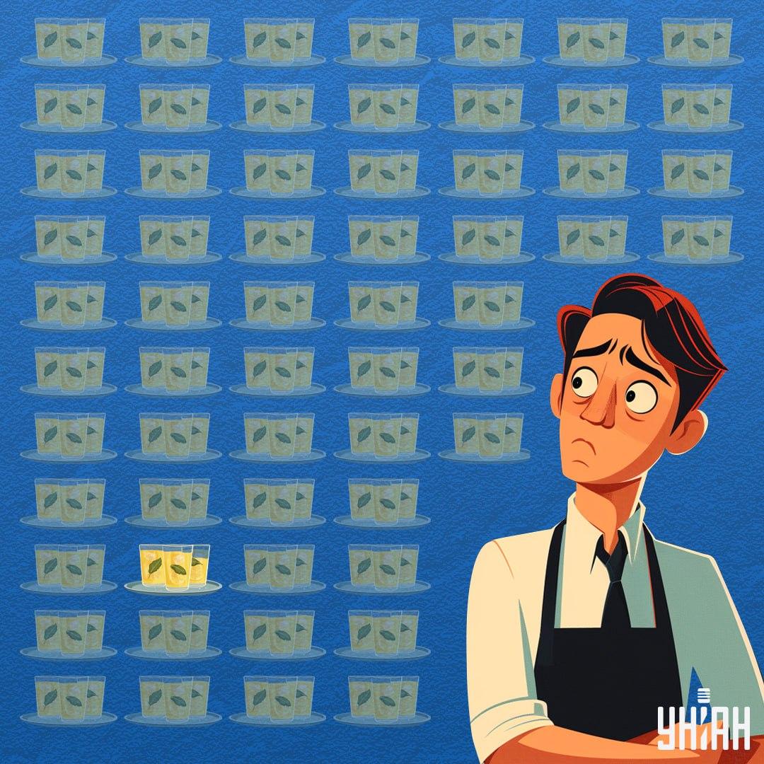 Het glas met minder limonade erin stond onderaan de afbeelding / Moje collage