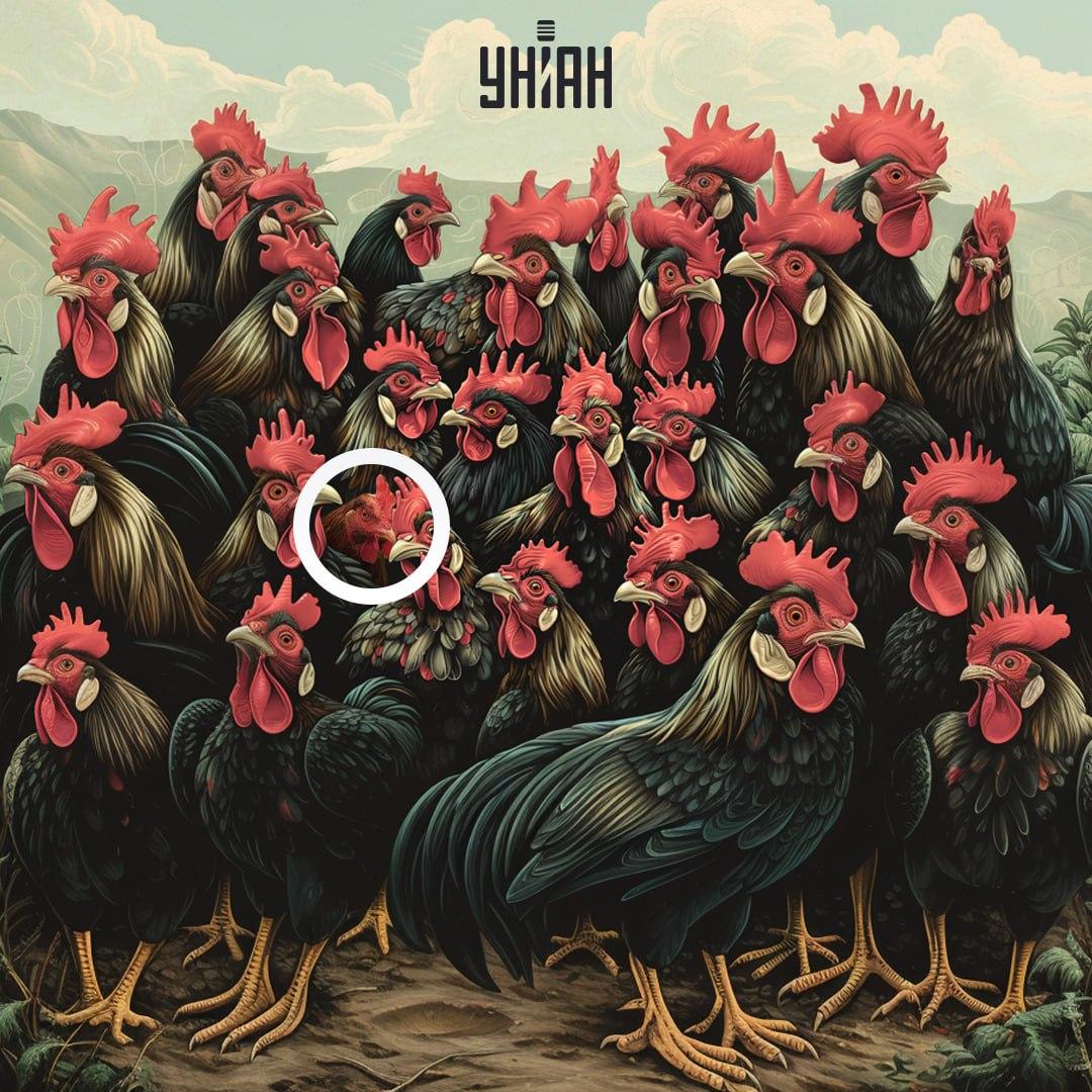 De sint-jakobsschelp van een kip is niet hetzelfde als die van een haan / Moje collage