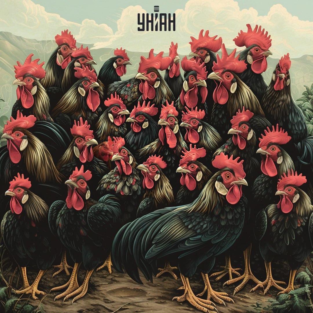 Vind de kip op de visuele puzzel in de tijd / Moje collage