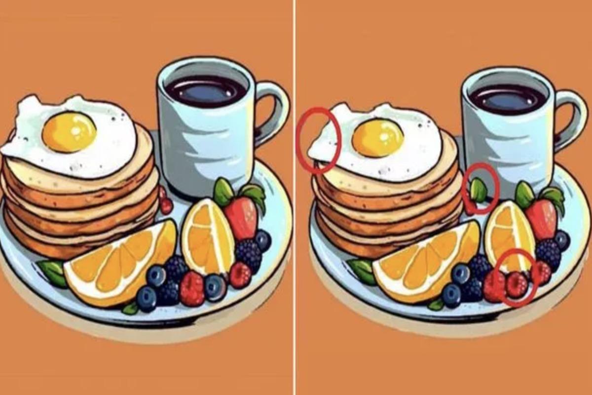 Alleen mensen met een hoog IQ kunnen snel drie verschillen vinden tussen ontbijtbordjes Alleen mensen met een hoog IQ kunnen snel de drie verschillen tussen de ontbijtbordjes vinden