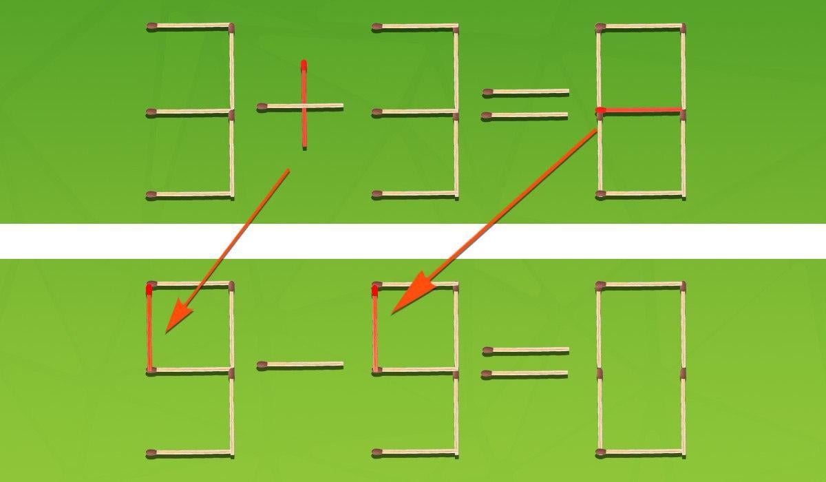 Dit laat zien welke match en waar je die moet verplaatsen om de gelijkheid te corrigeren