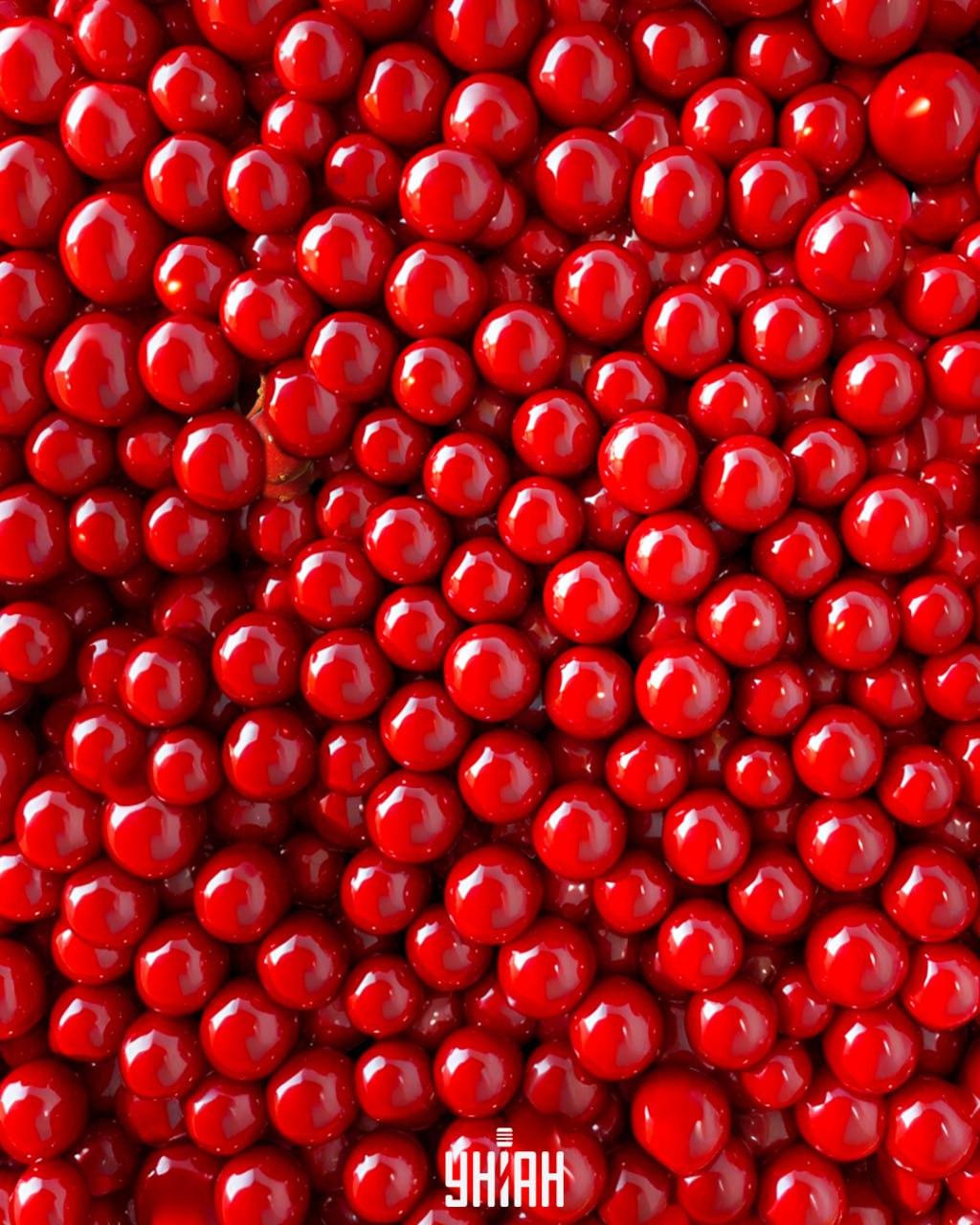 Onder de rode kralen zitten bessen van Kalina, en die moet je snel vinden / collage Moje Er zitten Kalina bessen tussen de rode kralen en je moet ze snel vinden / collage Moje