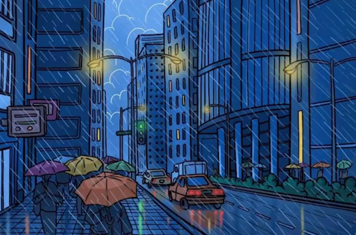 Probeer snel de verborgen paraplu / het patroon van de heldere kant te vinden