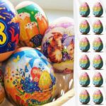 Het duurt 11 seconden om een pysanky te vinden die verschilt van 127: Paaspuzzel Het duurt 11 seconden om een pysanky te vinden die